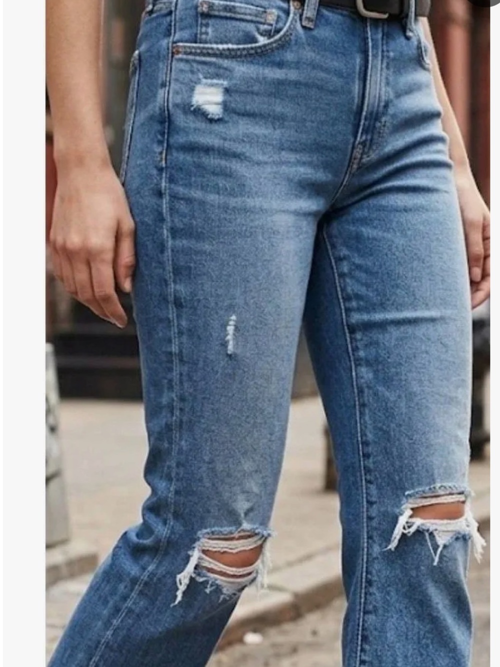 Lucky Brand Mid Blue Distressed Ankle Crop Jeans